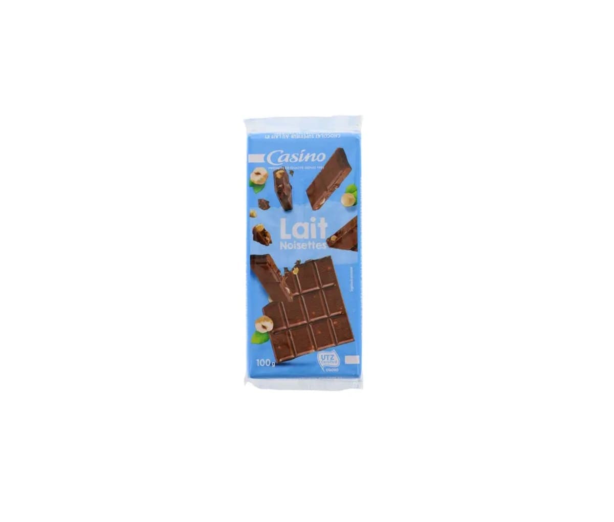 Chocolat, au lait noisettes, Casino, 100g