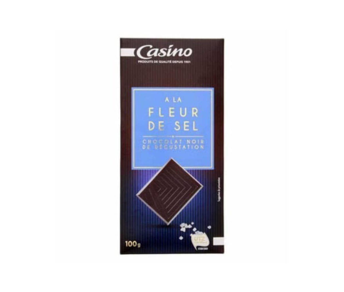 Chocolat noir, le fleure du sel, Casino, 100g