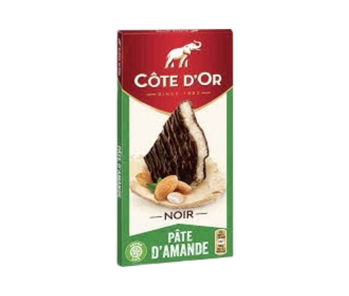 Chocolat noir, pâte d’amande, Côte d'or, 150g