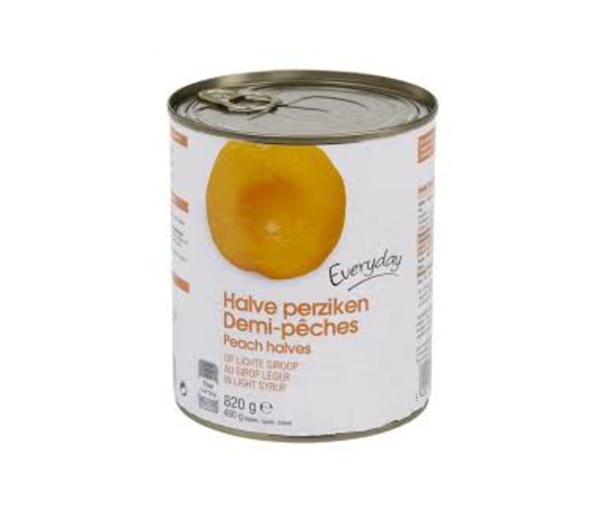 Demi pêches, au sirop léger, Everyday, 820g