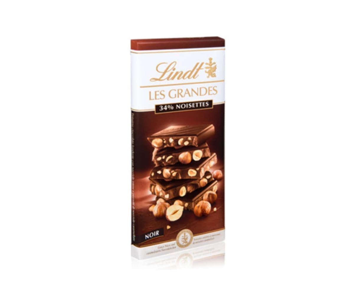 Lindt, Chocolat noir, les grandes, 34% noisettes, 150g