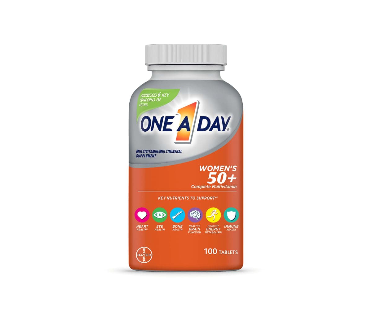 Multivitamines femmes 50+, vitamines A, C, D, E, zinc, 100 comprimés