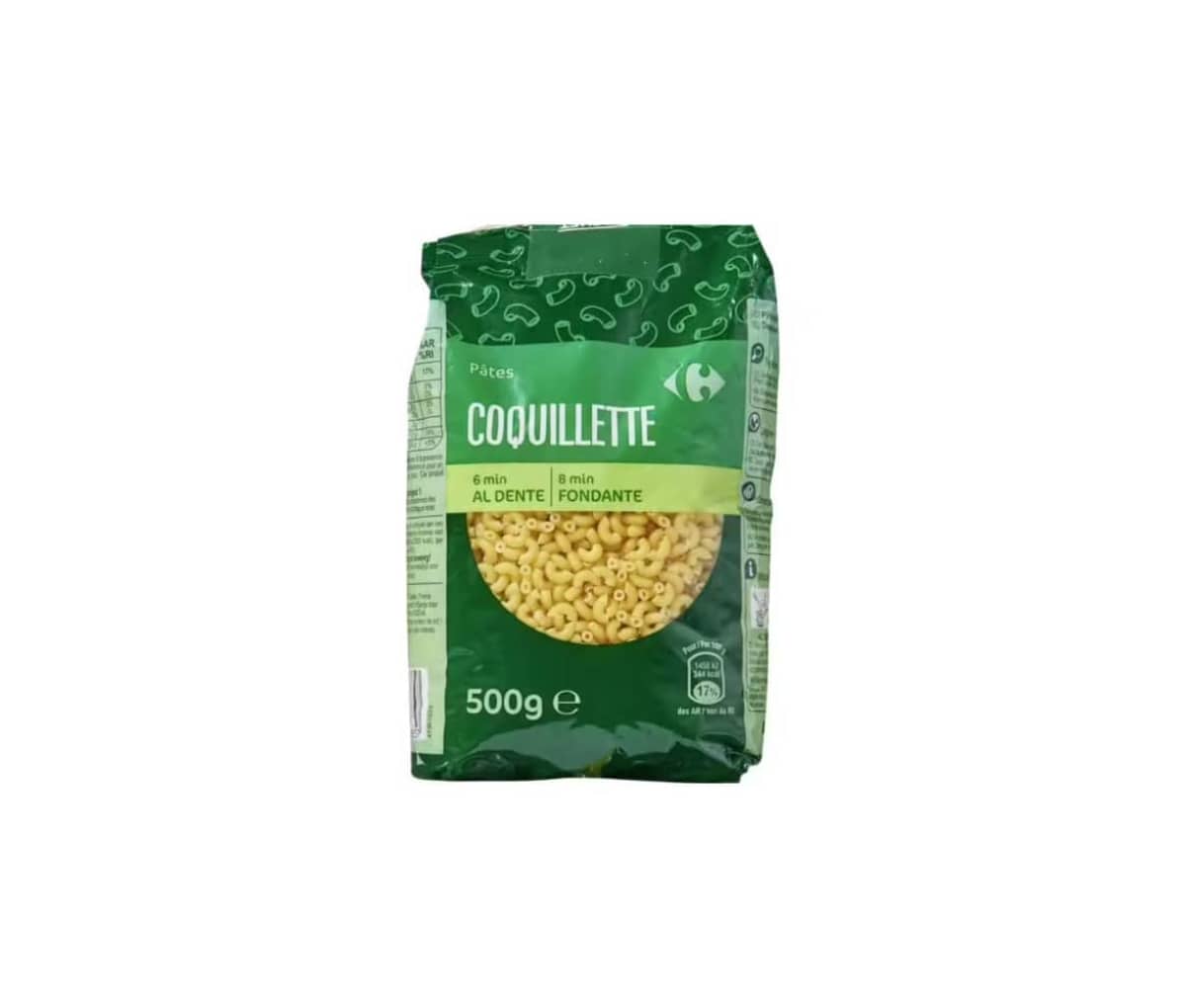 Pâtes Coquillette, Carrefour, 500g