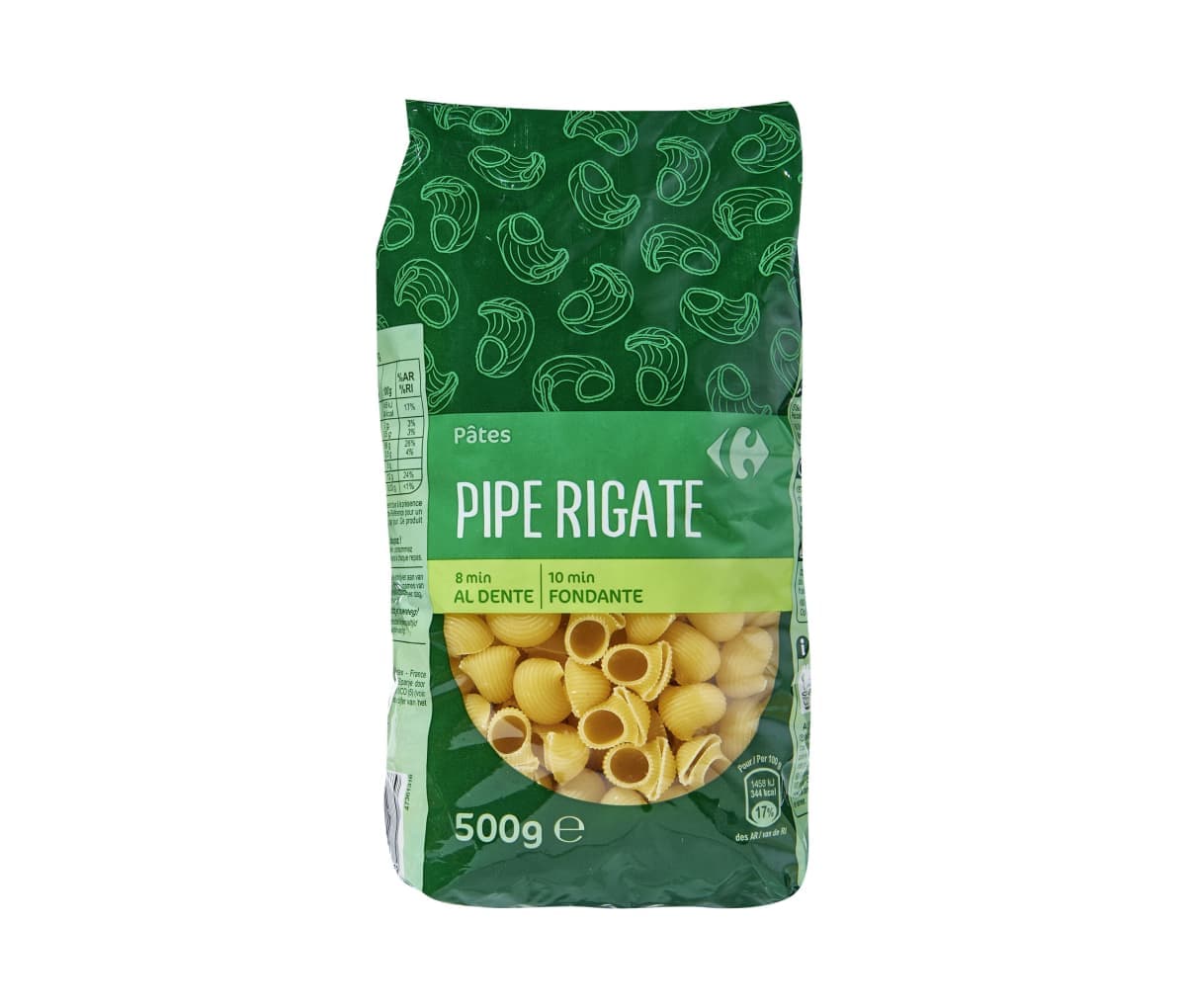 Pâtes Pipe Rigate, Carrefour, 500g