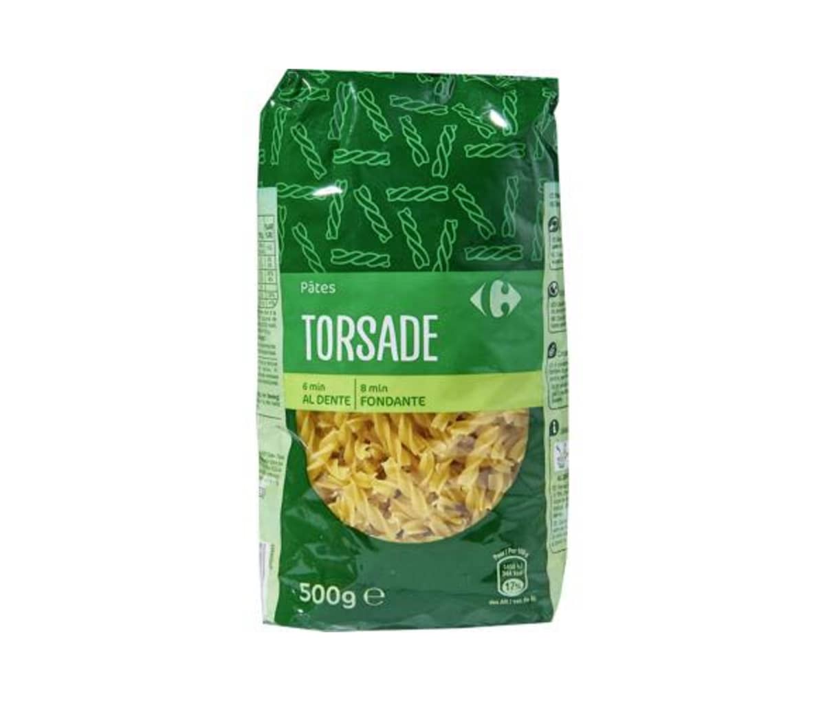 Pâtes Torsade, Carrefour, 500g