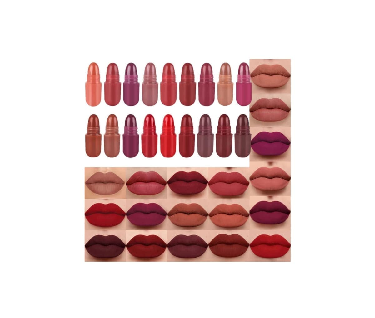 Rouge à lèvres mat, tenue 24h, evpct, Lot de 18