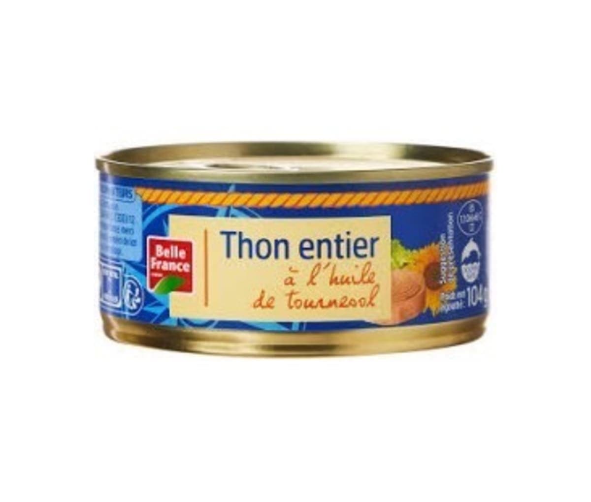 Thon entier, à l’huile de tournesol, Bellle France, 160g