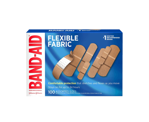 Bandages adhésifs en tissu flexible, tailles assorties, beige