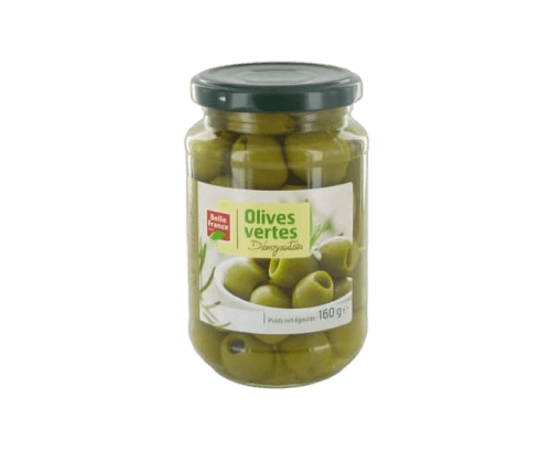 Olives vertes, dénoyautées, Belle France, 160g