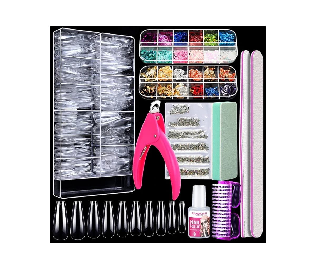Kit de faux ongles, en acrylique, Fandamai